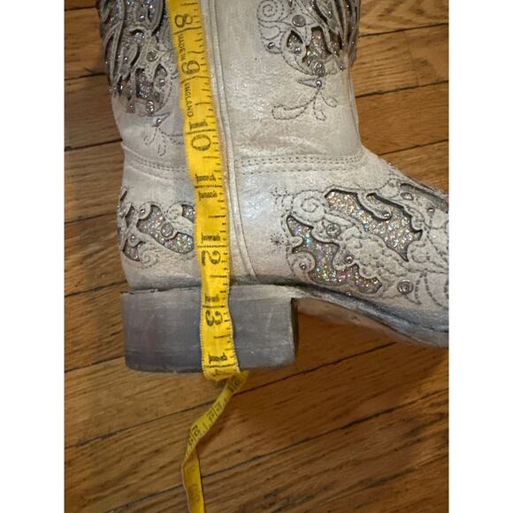 Corral A3397 Women’s 8.5M Ivory Glitter Inlay Western Cowboy Boots Embroidered - Picture 10 of 10